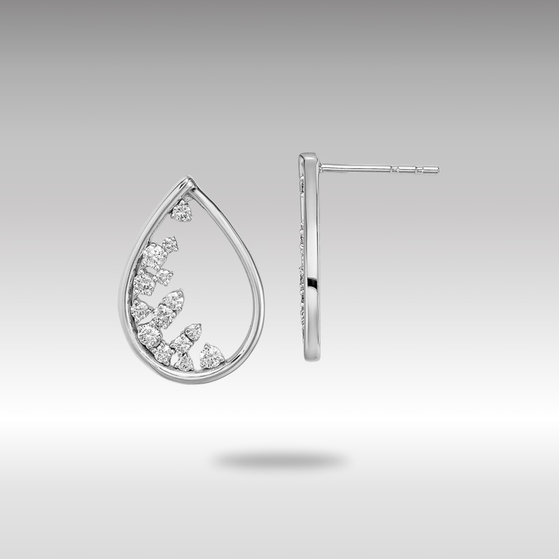 White Gold Polished Teardrop Post Earrings – Model EM6829-033-WA