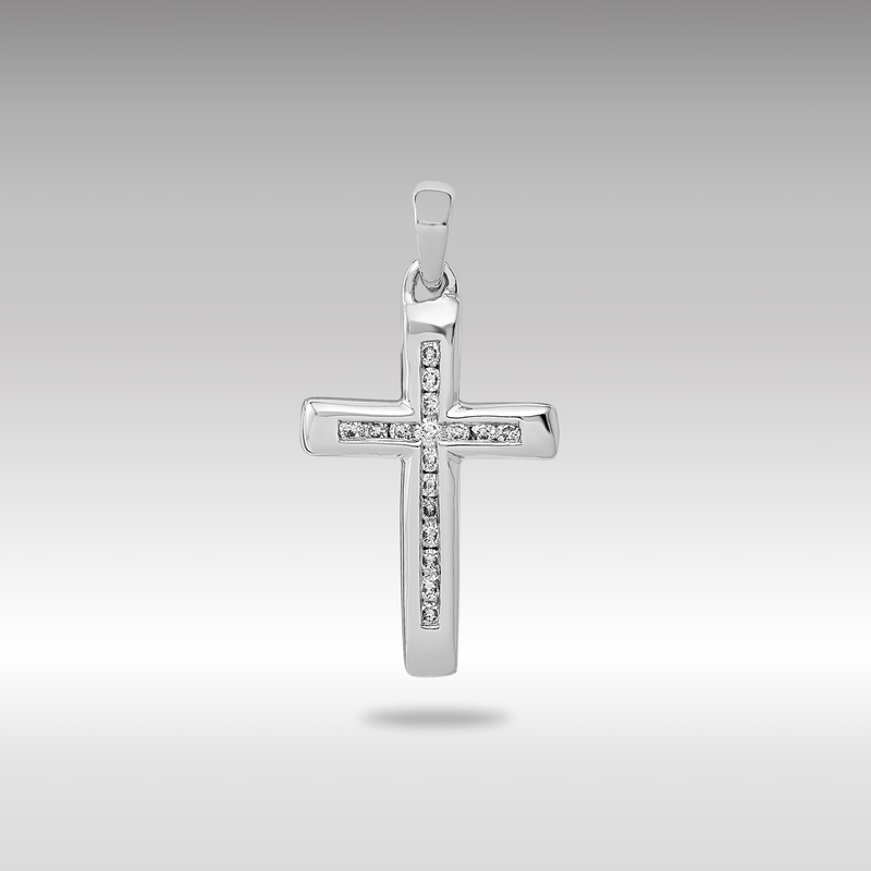 White Gold Small 1/10ct. Diamond Cross Pendant – Model PM5138-010-WA