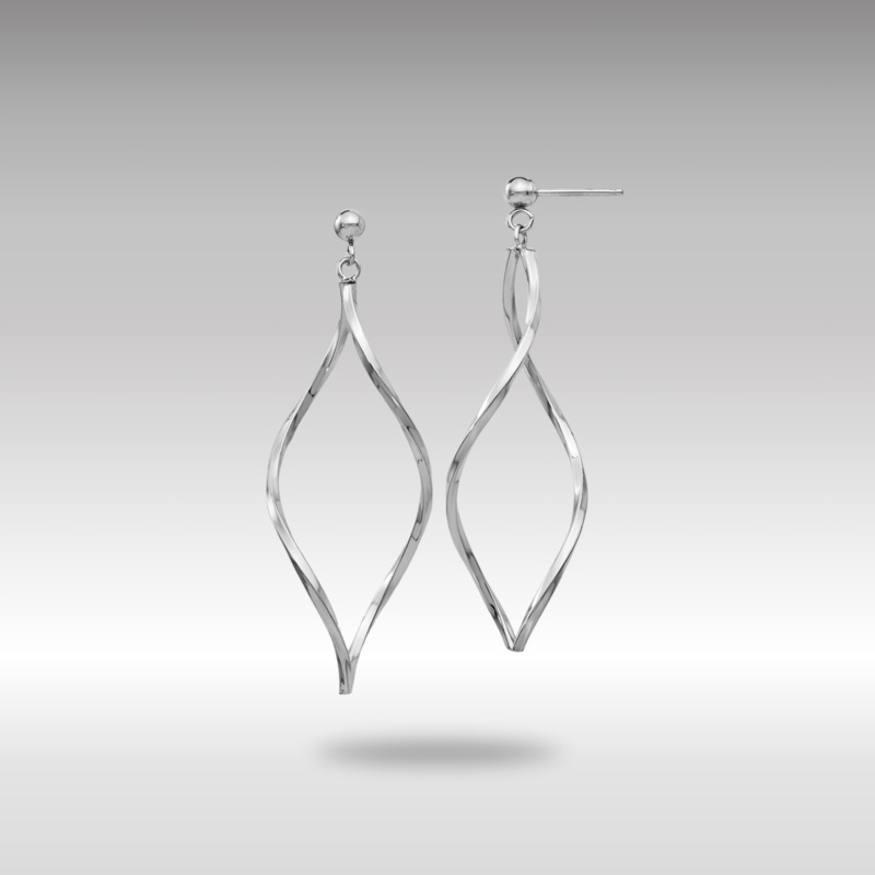 White Gold Twisted Post Dangle Earrings Model-YE1514