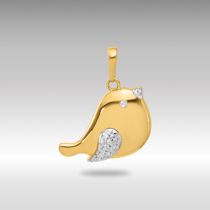 Yellow and White Gold Diamond Cut Bird Pendant – Model C4900