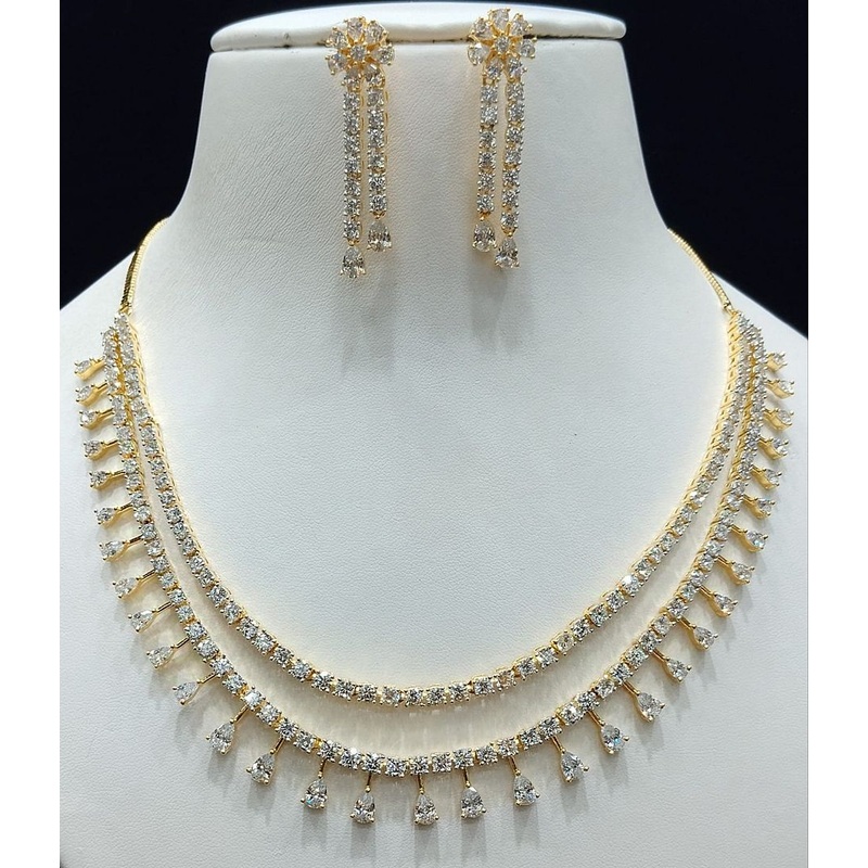 Zircon Necklace By  Colour Clear, Plating Gold CSNA4413