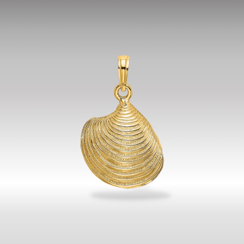 Gold 3D Clam Shell Pendant