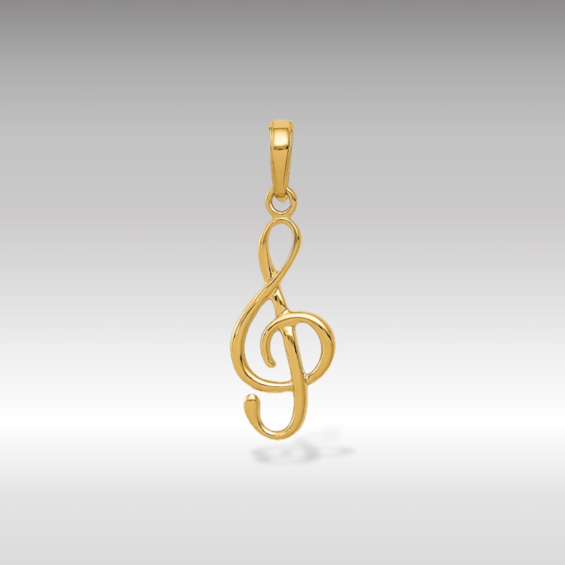 Gold Classic 3D Treble Clef Pendant