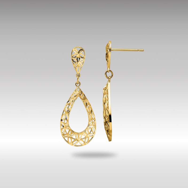 Gold Diamond Cut Dangle Post Earrings – Model YE1934