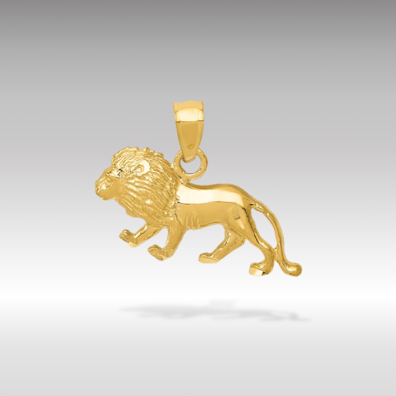 Gold Diamond-Cut Lion Pendant
