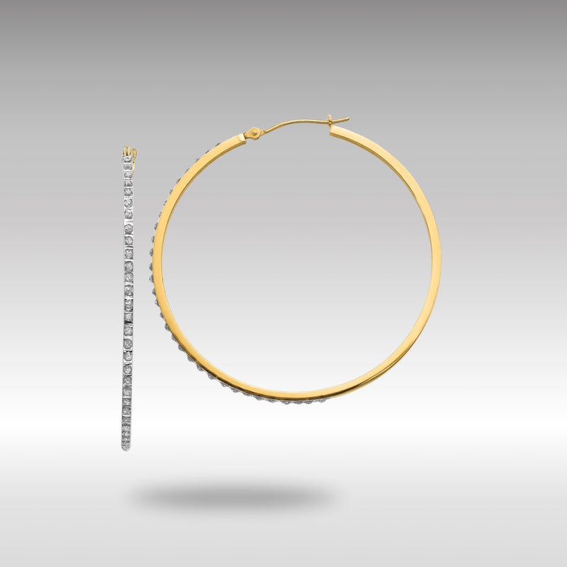 Gold Diamond Fascination Large Round Hinged Hoop Earrings – Model DF122