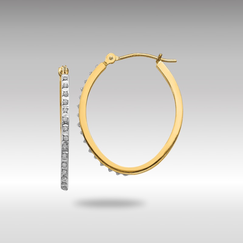 Gold Diamond Fascination Oval Hinged Hoop Earrings – Model DF124