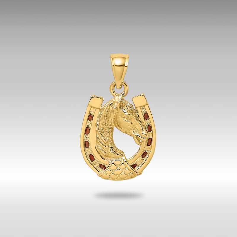 Gold Horse Head In Horseshoe with Charm – Model K8612
