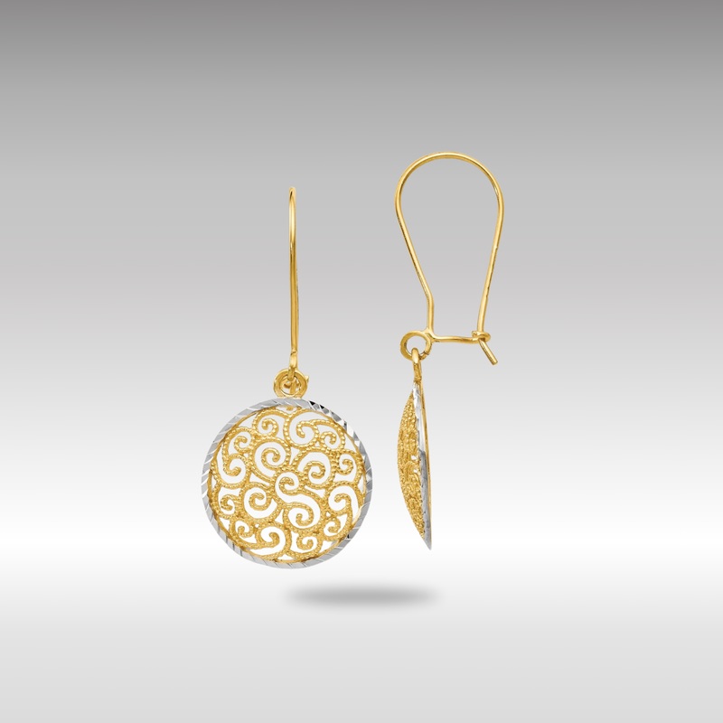 Gold Leslie’s 14K Two-tone Filigree Dangle Earrings – Model 143A