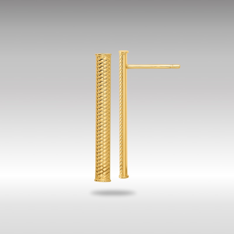 Gold Polished and Textured Bar Post Earrings – Model LE2394