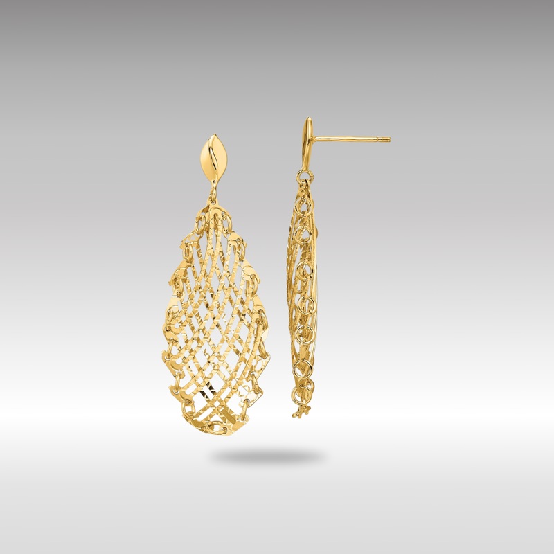 Gold Polished D/C Post Dangle Earrings – Model LE2154