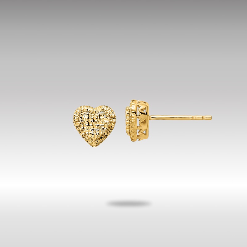 Gold Polished Diamond-cut Heart Post Earrings – Model TE961