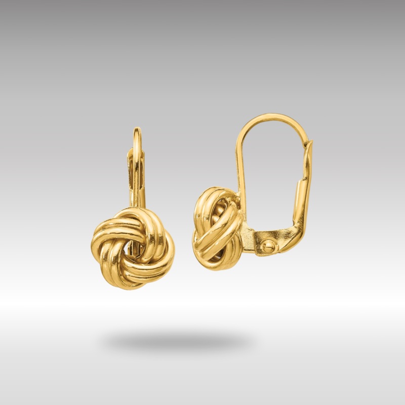 Gold Polished Love Knot Leverback Earrings Model-SF2474
