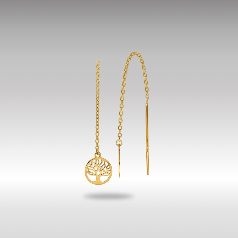 Gold Polished Tree of Life Threader Earrings – Model LE1501
