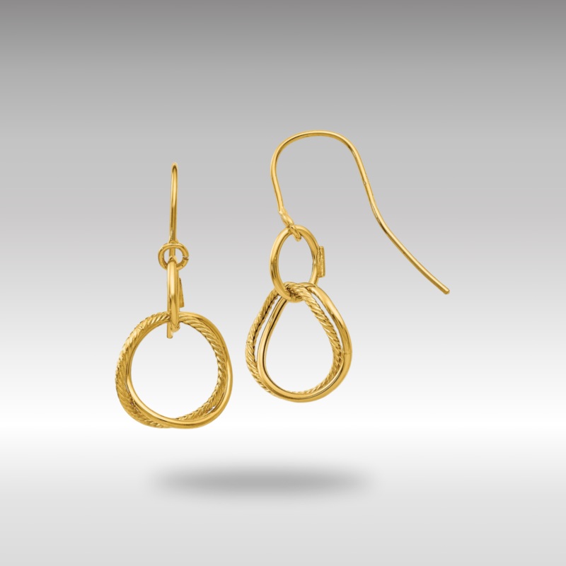 Gold Small Twisted Circle Shepherd Hook Earrings Model-PRE876