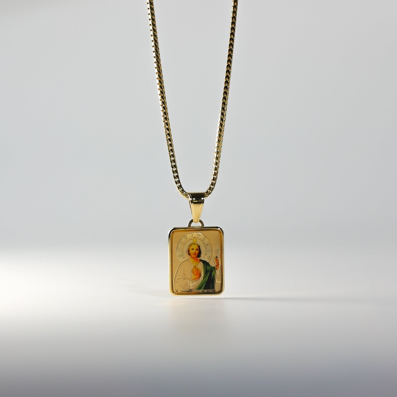 Gold St. Jude Enamel Plate Pendant – Model 0167
