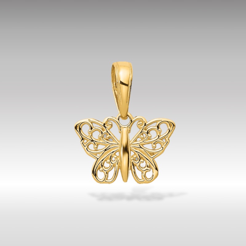 Gold Tiny Filigree Butterfly Pendant