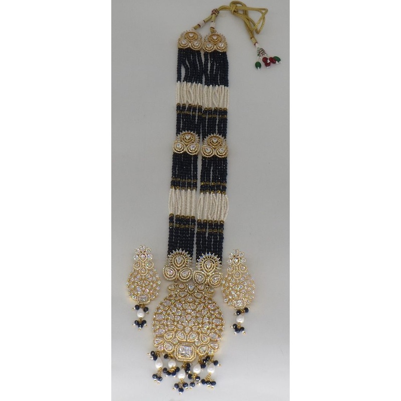 Jewelshingar Jewellery Fine Antique Polki Kundan Gold Plated Blue Colour Necklace For Women ( 62960NAD )