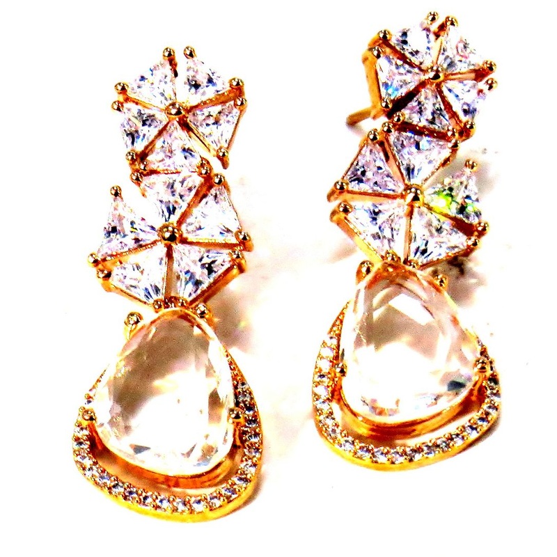 Jewelshingar Jewellery Rosegold Plated Diamond Earring For Women ( 62182EAD )