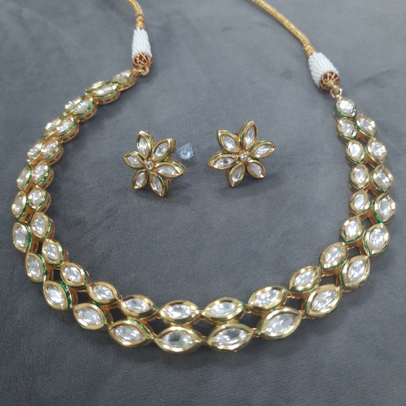 JEWELSHINGAR kundan Necklace with earrings(201058ACS)
