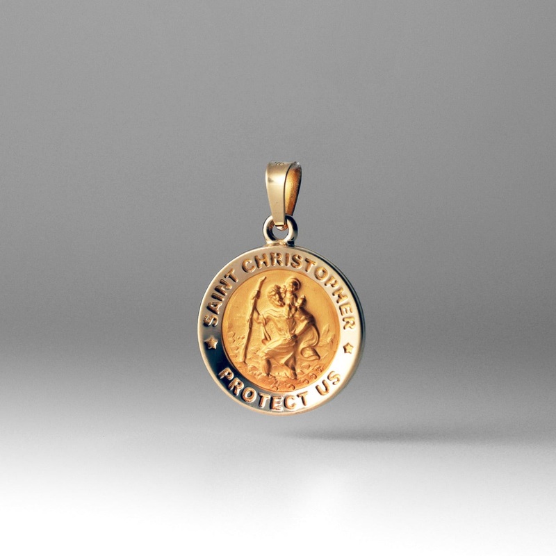 St. Christopher Gold Medium Hollow Medal Pendant – Model 1241