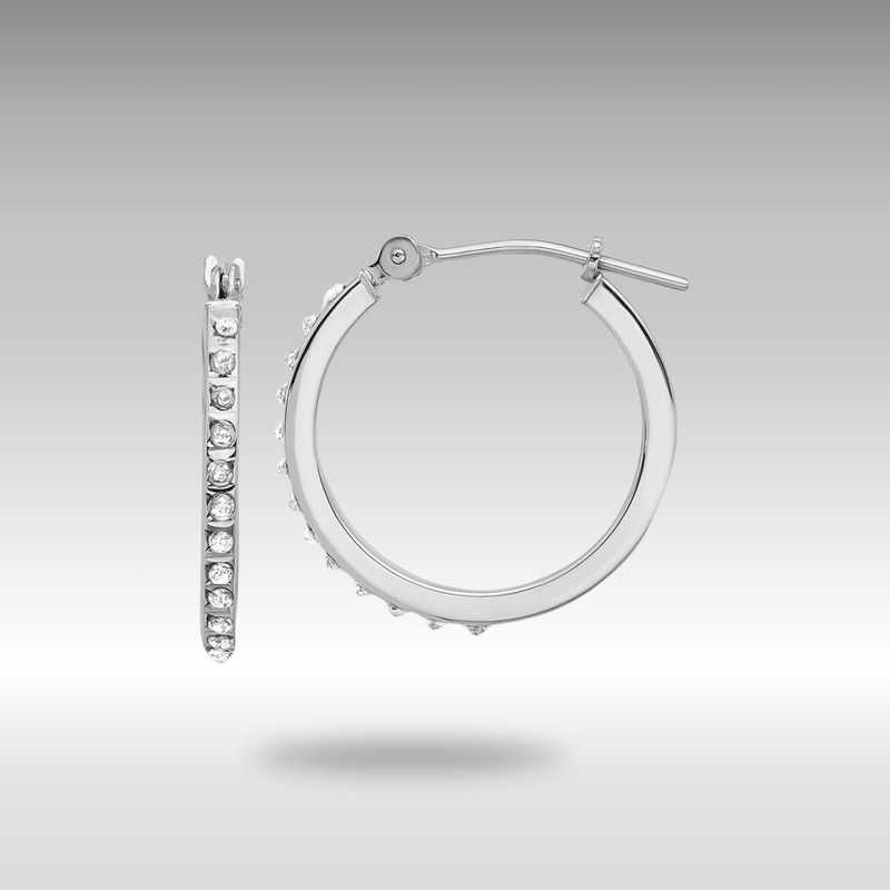 White Gold Diamond Fascination Polished Hoop Earrings – Model DF348