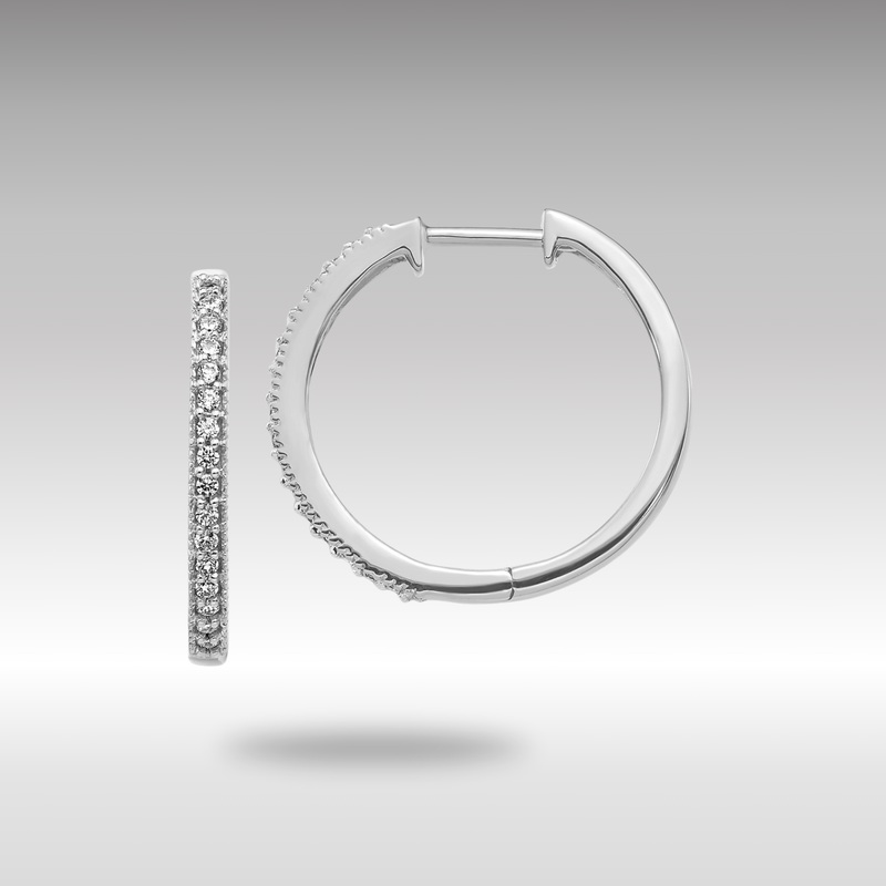 White Gold Diamond Milgrain Hinged Hoop Earrings – Model EM4272-025-WA