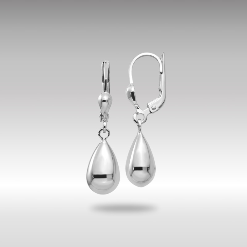 White Gold Polished Dangle Leverback Earrings Model-TM171