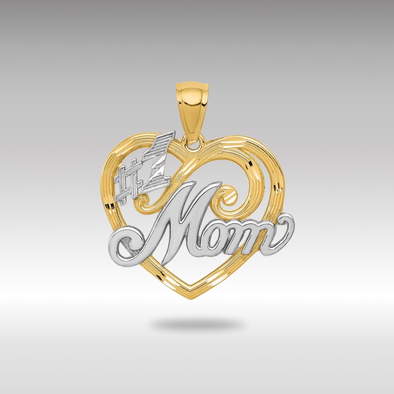 Yellow and White Gold #1 MOM Heart Pendant – Model K2643