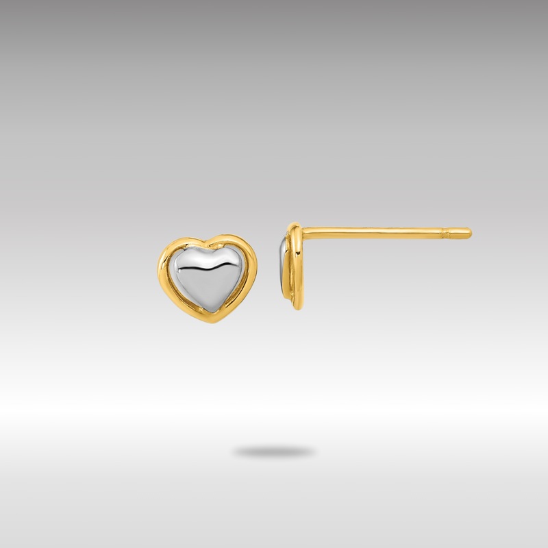 Yellow and White Gold Heart Post Earrings – Model YE2041