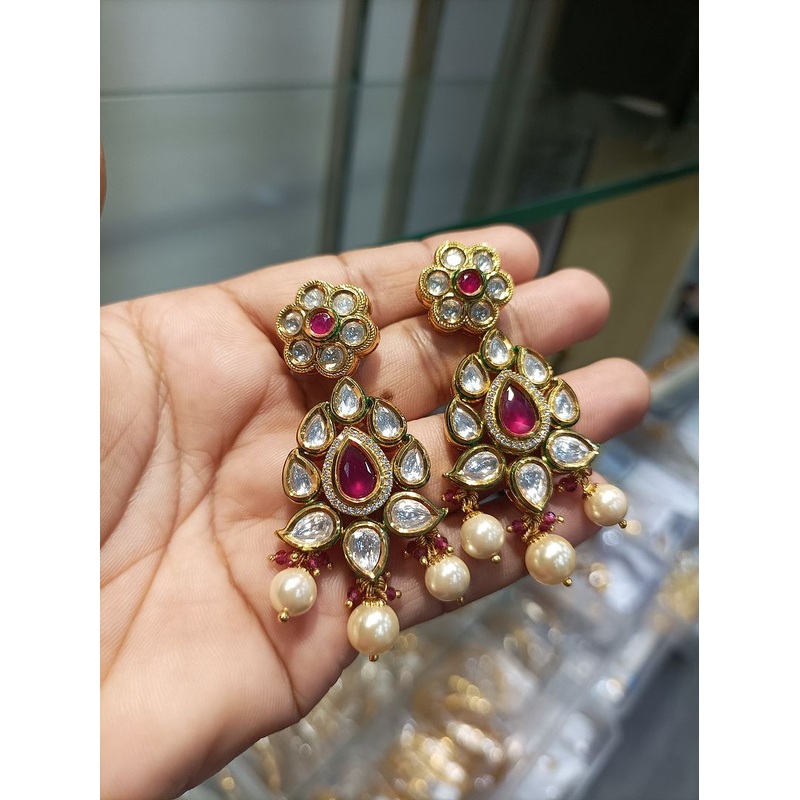 Fine Polki Kundan Earrings By  PKE80089