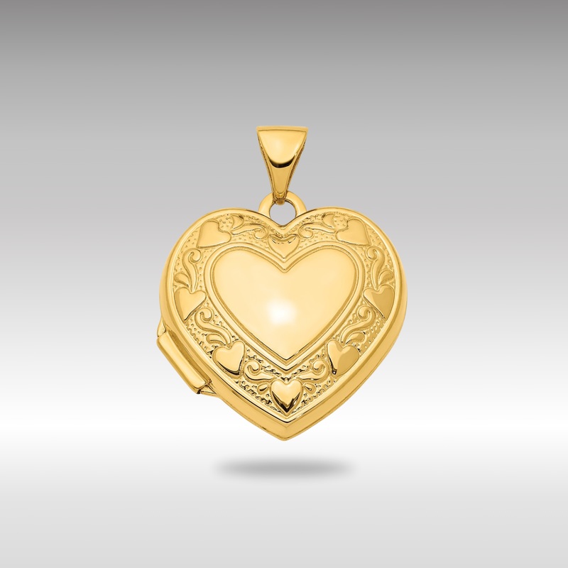 Gold 19mm Heart Border Heart Locket Pendant – Model XL746
