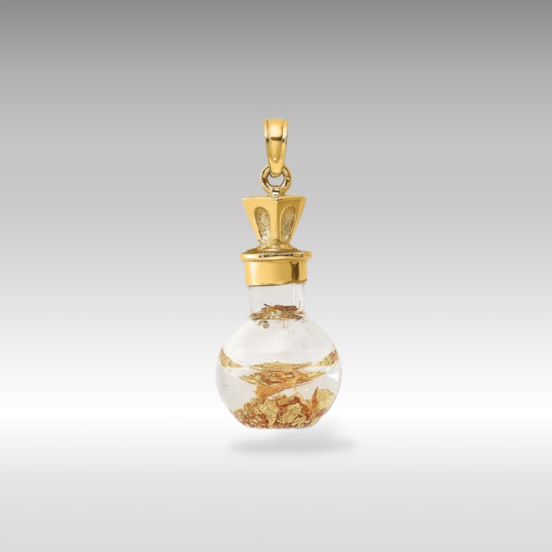 Gold 3D Gold Leaf in Bottle Pendant