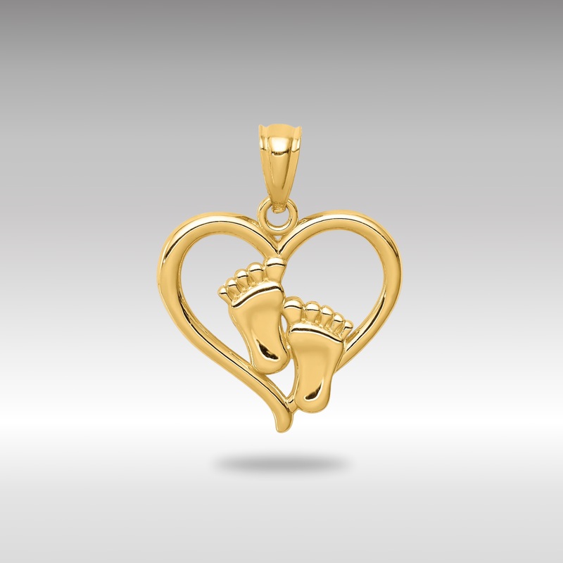 Gold Baby Feet in a Heart Pendant – Model C4671