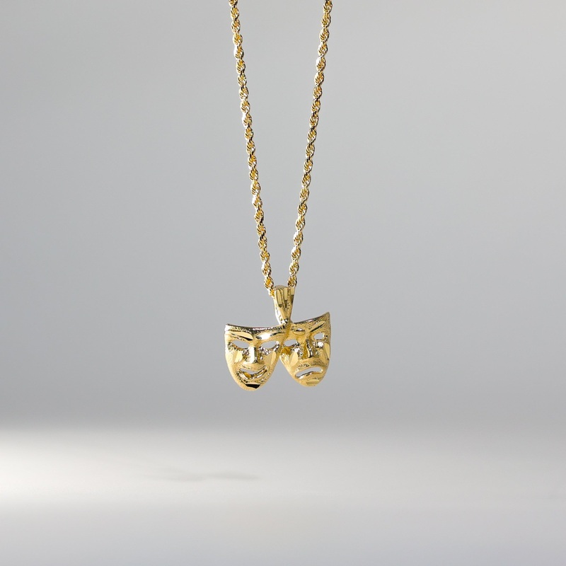 Gold Comedy & Tragedy Mask Pendant – Model 1799