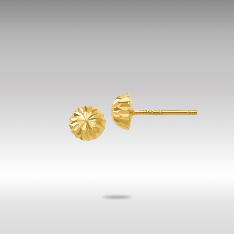Gold Diamond-cut 5mm Domed Post Earrings – Model YE1697