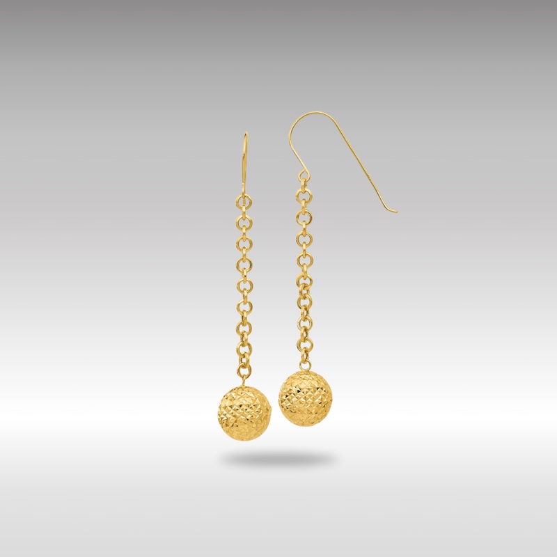 Gold Diamond-cut Hollow Bead Dangle Earrings – Model TL515