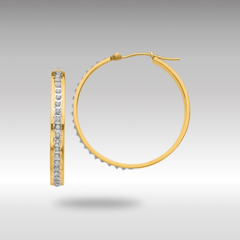 Gold Diamond Fascination Round Hinged Hoop Earrings – Model DF161