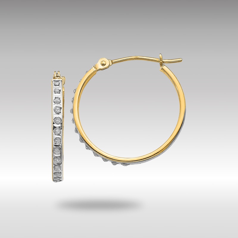 Gold Diamond Fascination Round Hinged Hoop Earrings – Model DF242