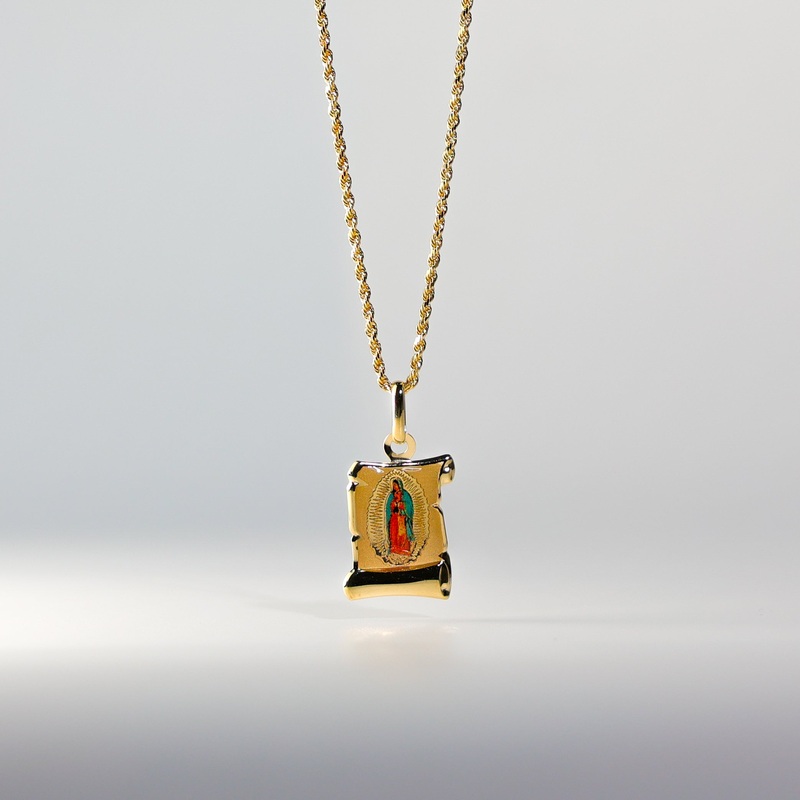 Gold Guadalupe Enamel Pendant – Model 0151