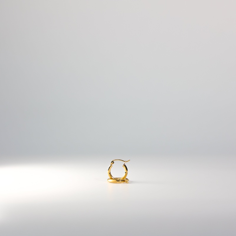 Gold Huggie Hoop Earrings 12MM Width – Model ER169