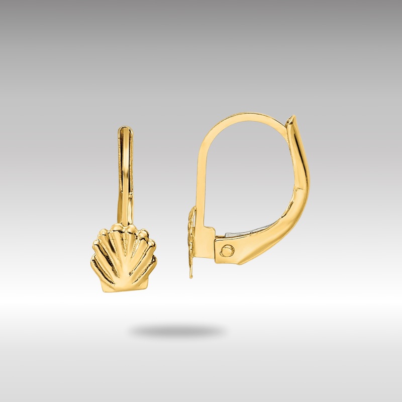 Gold Madi K Polished Sea Shell Leverback Earrings – Model SE3018