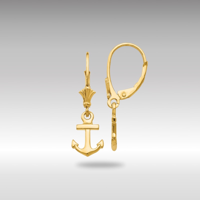 Gold Mini Anchor Leverback Earrings – Model K4503