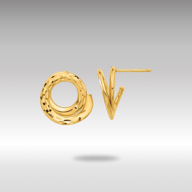Gold Polished and Diamond-cut Intertwined Circle Post Earrings – Model TF2326