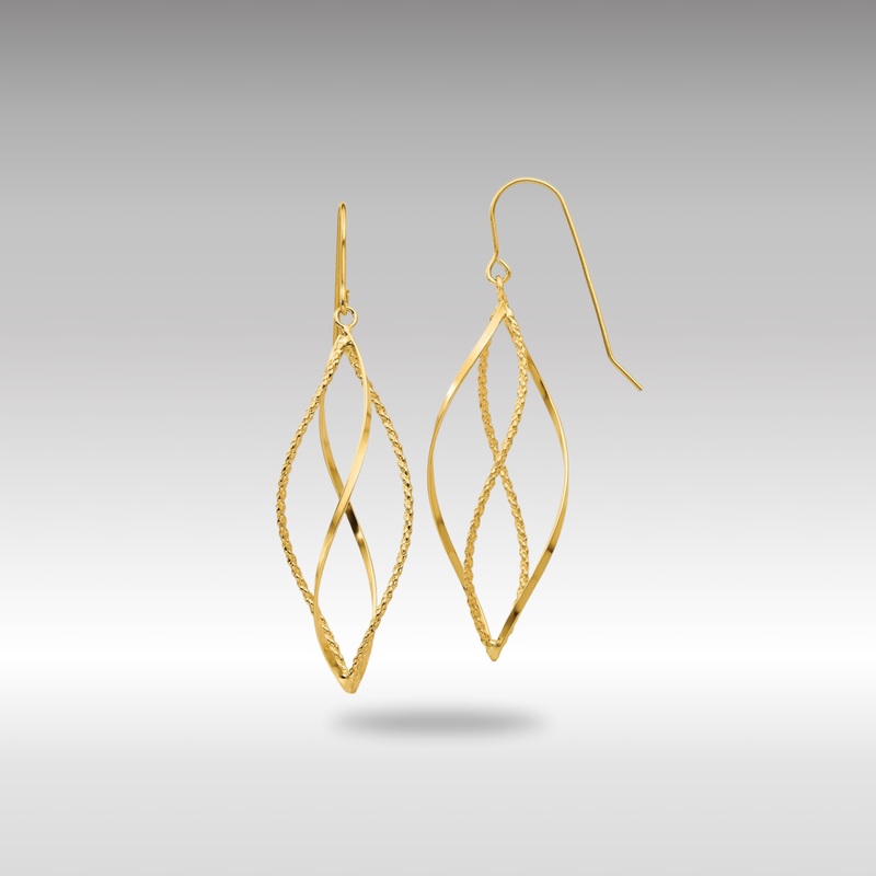 Gold Polished and Textured Twisted Dangle Earrings – Model TL834