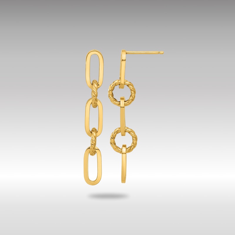 Gold Polished Chain Link Dangle Post Earrings – Model TF2318