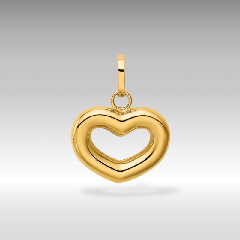 Gold Polished Cut-out Puffed Heart Pendant – Model YC1387