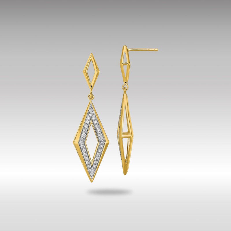 Gold Polished Diamond Dangle Post Earrings – Model EM6823-038-YA