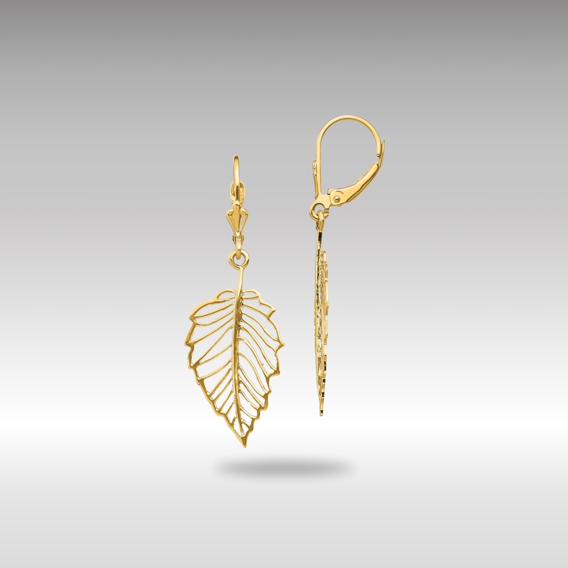Gold Polished Leaf Leverback Earrings – Model TF1554