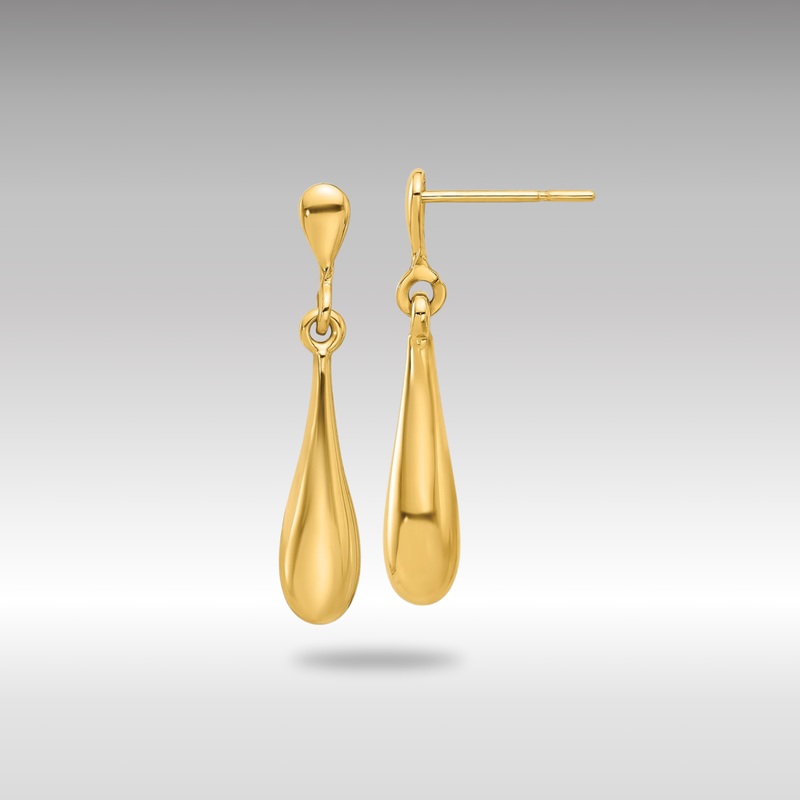 Gold Polished Teardrop Post Dangle Earrings – Model LE2354